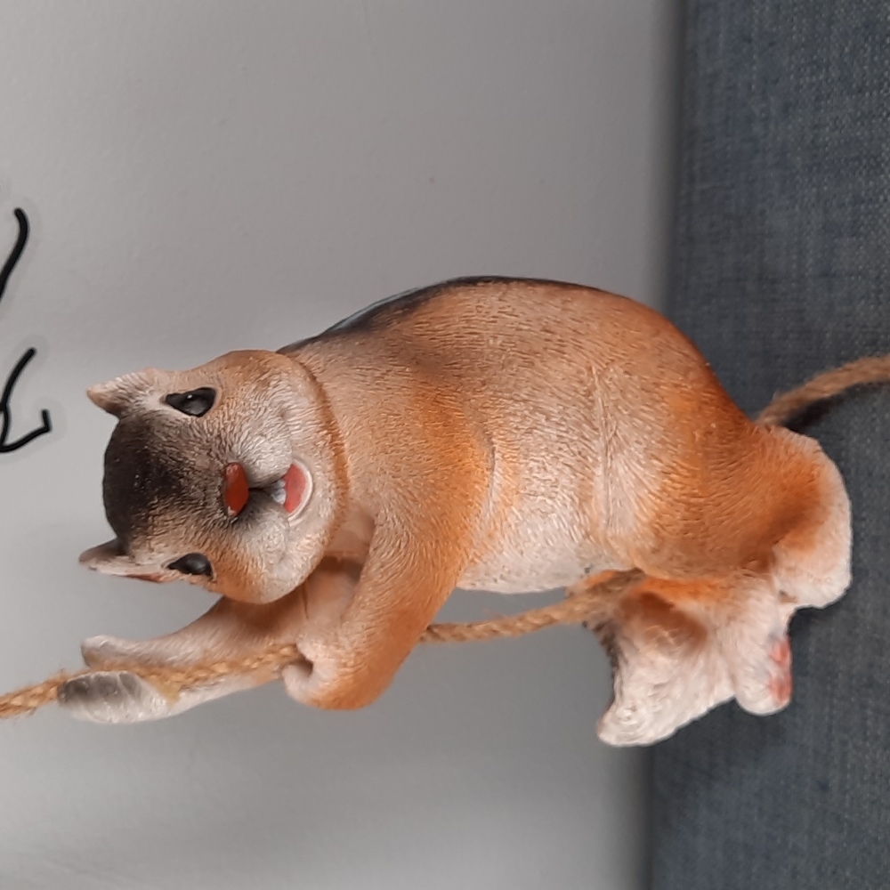 Chipmunk Climbing Rope Whimsical Garden Decor Indoor Outdoor Painted Resin